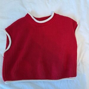 Red Sleeveless Knit Sweater